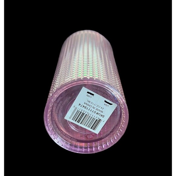 Starbucks Tumbler Cold Cup Venti Pink Grid Holiday Sparkle 24oz 2020 New - Picture 5 of 5